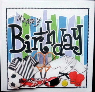 Birthday Sports N Games Fan Pyramage Topper by Mary Murphy