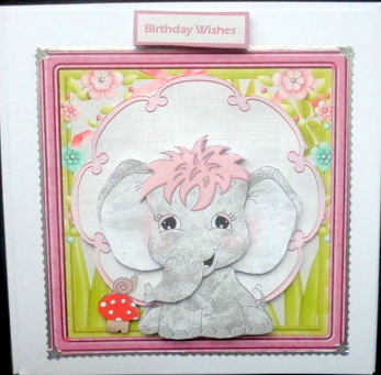 Ellie the Elephant Card with Decoupage by Mary Murphy