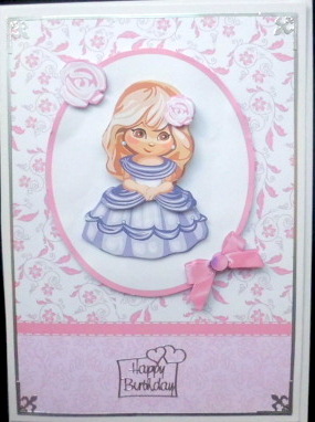 Sweet Girl Card Front & Decoupage by Mary Murphy