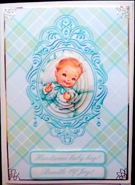 New Baby Boy Swag Frame Pyramage Design Card Front by Mary Murphy