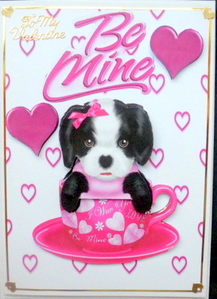 Little Puppy in Pink Teacup, Be Mine by Mary Murphy