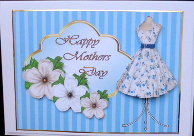 Blue Flowery Dress Mothers Day Card Front by Mary Murphy