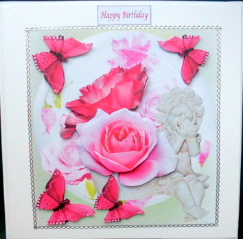 Pink Rose and Pink Butterfly Topper & Decoupage by Mary Murphy