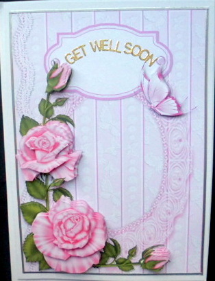 Say It with Flowers Pink Rose Card Front by Mary Murphy