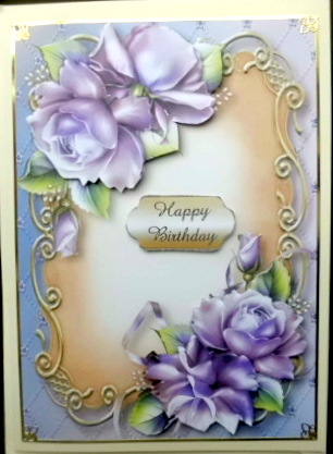 Purple Porcelain Roses Floral Plaque by Mary Murphy