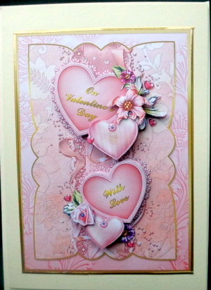 Pink Hearts 7 x 5 Card Front by Mary Murphy