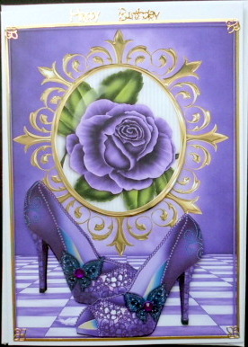 Purple Sparkle Shoes with Purple Roses by Mary Murphy