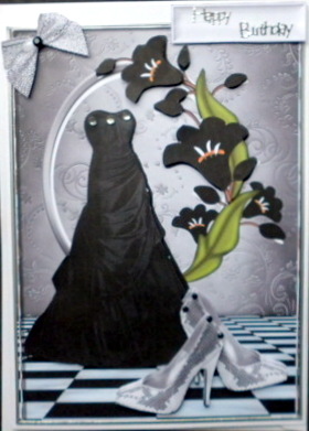 Black Gown with Silver Sparkle Shoes by Mary Murphy