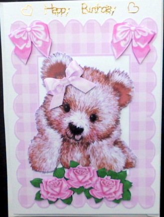 Cuddly Brown Bear with Pink Bow by Mary Murphy