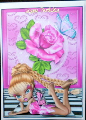 Cute Little Faerie with Pink Rose by Mary Murphy