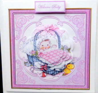 Vintage Baby Girl in a Basket Card by Mary Murphy