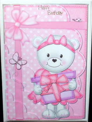 A5 Teddy Tess's Present Scallop Corner Side Stacker by Mary Murphy