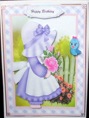 Lovely Bonnet Girl and Little Birdie  by Mary Murphy