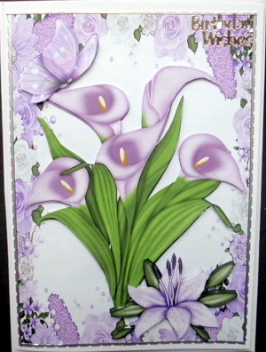 Lavender Lilies with Butterflies by Mary Murphy