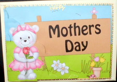 5x7 Teddy Tess Mothers Day Scallop Corner by Mary Murphy