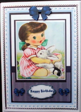 Beautiful Little Vintage Girl with Her Bunny by Mary Murphy