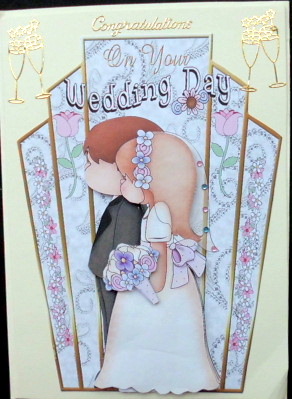 On Your Wedding Day! Couple on Art Deco Topper by Mary Murphy