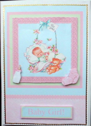 Sweet Vintage Baby Girl Decoupage Card by Mary Murphy