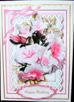 Lovely Roses in a Stitched Ross Frame  by Mary Murphy