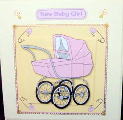 New Baby Pram in Pink and Yellow by Mary Murphy