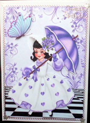 Pretty Girl with Parasol and Butterflies by Mary Murphy