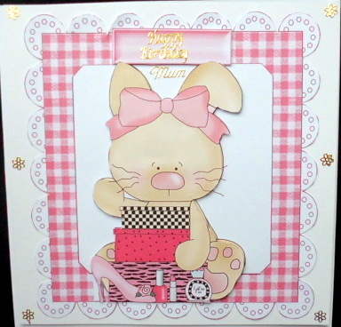 Cute Bunny with Makeup in Gingham Frame 8x8 by Mary Murphy