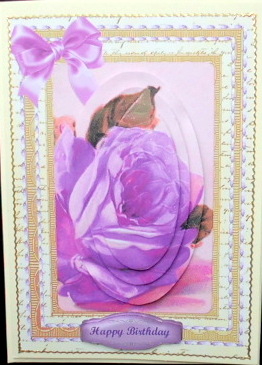Lilac Roses on Script Background , (pyramid) by Mary Murphy