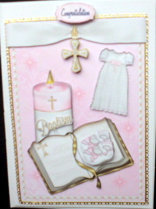 Festive Girl Baptism with Bible and Candle Qs by Mary Murphy