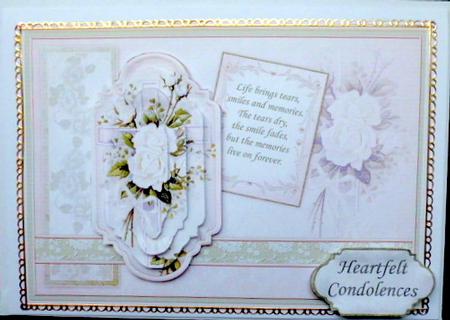 Sympathy Vintage Cross & Roses Quick Card by Mary Murphy