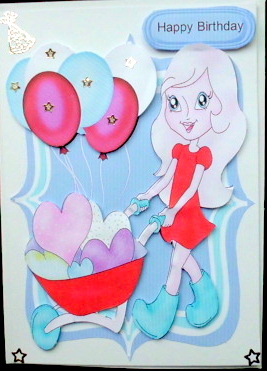 A Barrow Load of Love and Balloons , Bracket Card by Mary Murphy