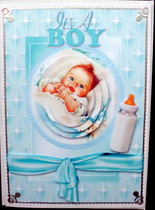 Cute Baby Boy, with Stars and Border Bow by Mary Murphy
