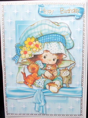Little Girl and Kittens, with Stars & Bows by Mary Murphy