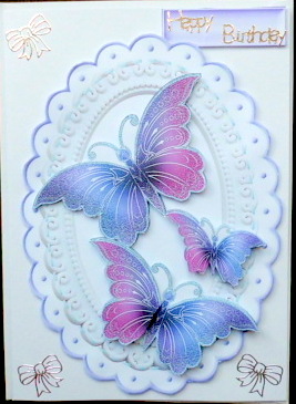 Pretty Lilac & Pink Butterflies in Ornate Frame by Mary Murphy