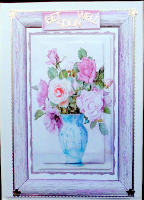 Pretty Roses in a Vase with Bow Pyramids by Mary Murphy
