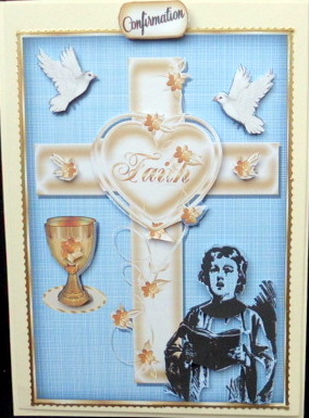 Faith Cross in Blue with Little Boy Qs by Mary Murphy