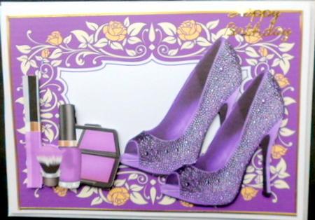 Purple Sparkle Shoes with Makeup in Floral Frame by Mary Murphy