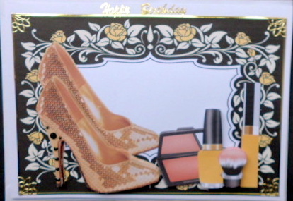 Gold Sequin Shoes with Makeup in Floral Frame by Mary Murphy