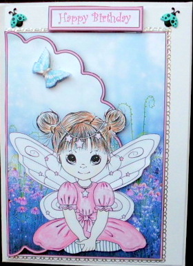 Fairy Grace in the Flowers Envelope Card with Decoupage by Mary Murphy