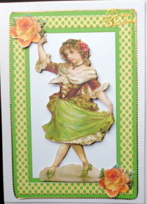 Pretty Dancing Girl with Roses by Mary Murphy