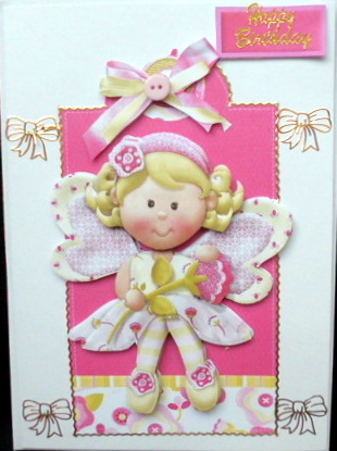 Cute Faerie Sitting on a Floral Tag by Mary Murphy