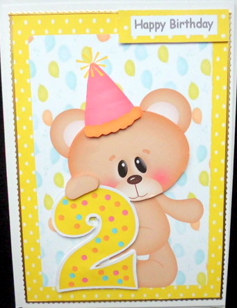 Birthday Bear with Yellow Number 2 by Mary Murphy