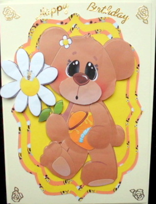 Easel or Topper Bracket Card Honey Bear  by Mary Murphy