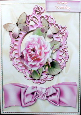 Ornate Frame with Wild Pink Roses & Bow by Mary Murphy