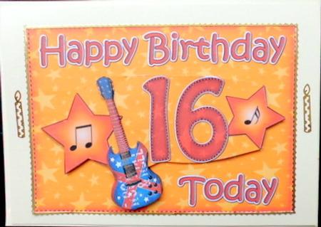 5x7 16th Birthday Guitar 3D Step by Step Decoupage by Mary Murphy