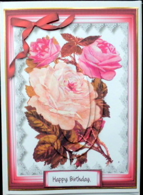 Lovely Roses in Deep Cerise Frame ( Pyramid ) by Mary Murphy