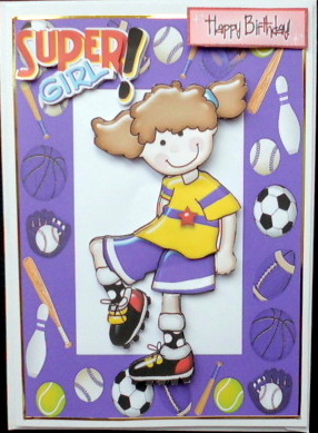 Super Girl! Soccer Girl in Purple Sports Frame by Mary Murphy