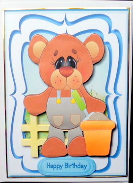 Lovely Little Ted Bear Tending the Garden  by Mary Murphy