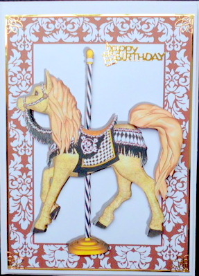 Gorgeous Carousel Horse in Floral Frame by Mary Murphy
