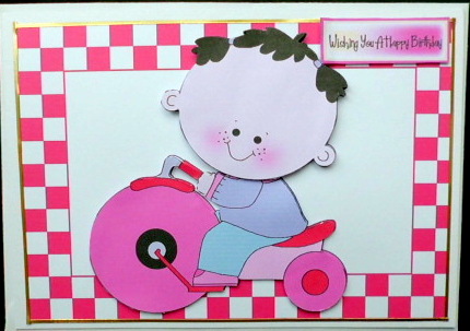 Baby Girl on Her Pink Tricycle by Mary Murphy