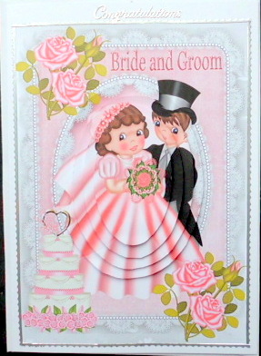 The Bride & Groom in Pink, Oval Pyramids by Mary Murphy